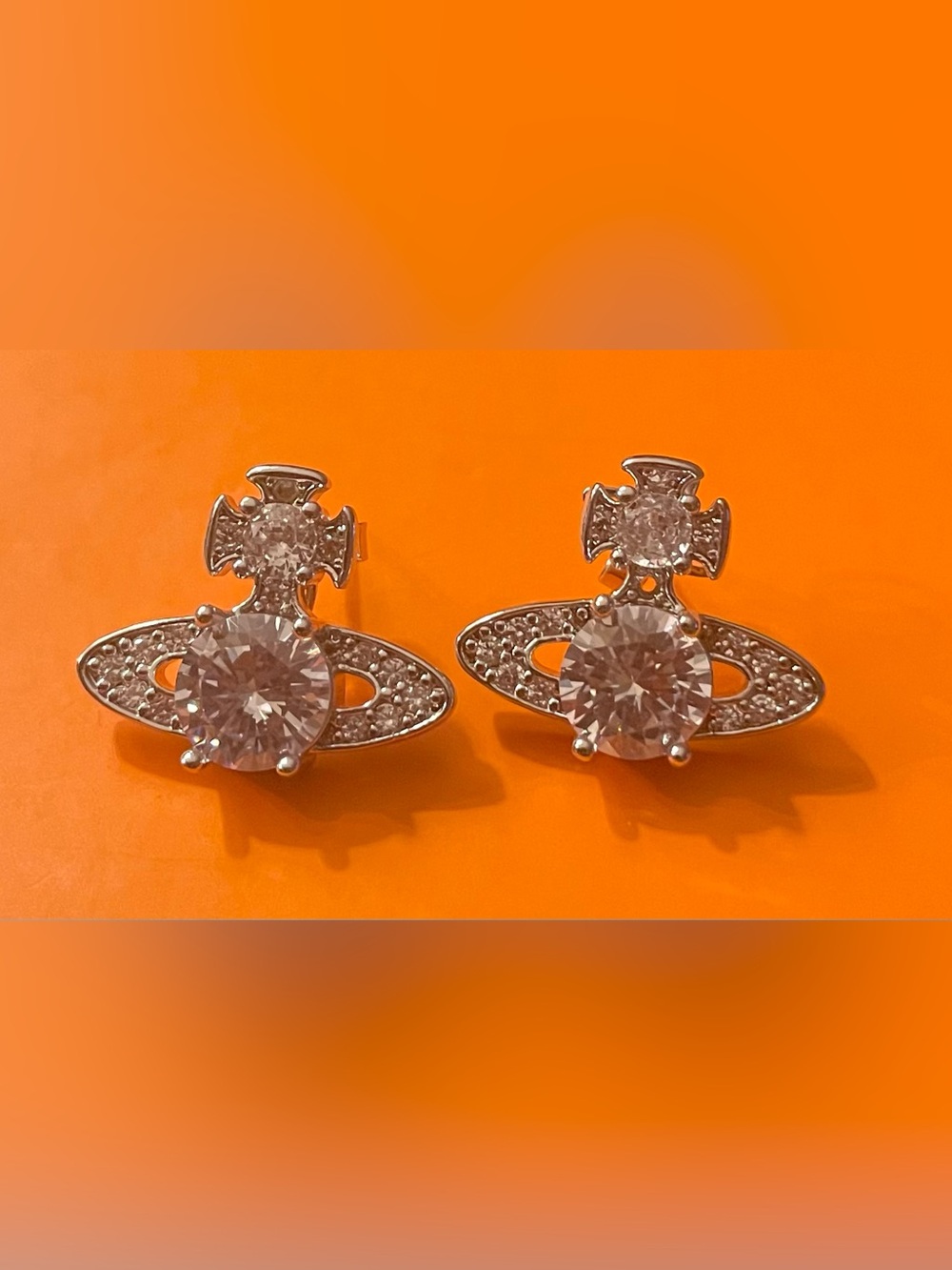 Vivienne, Westwood Silver Crystal Orb Earrings - White